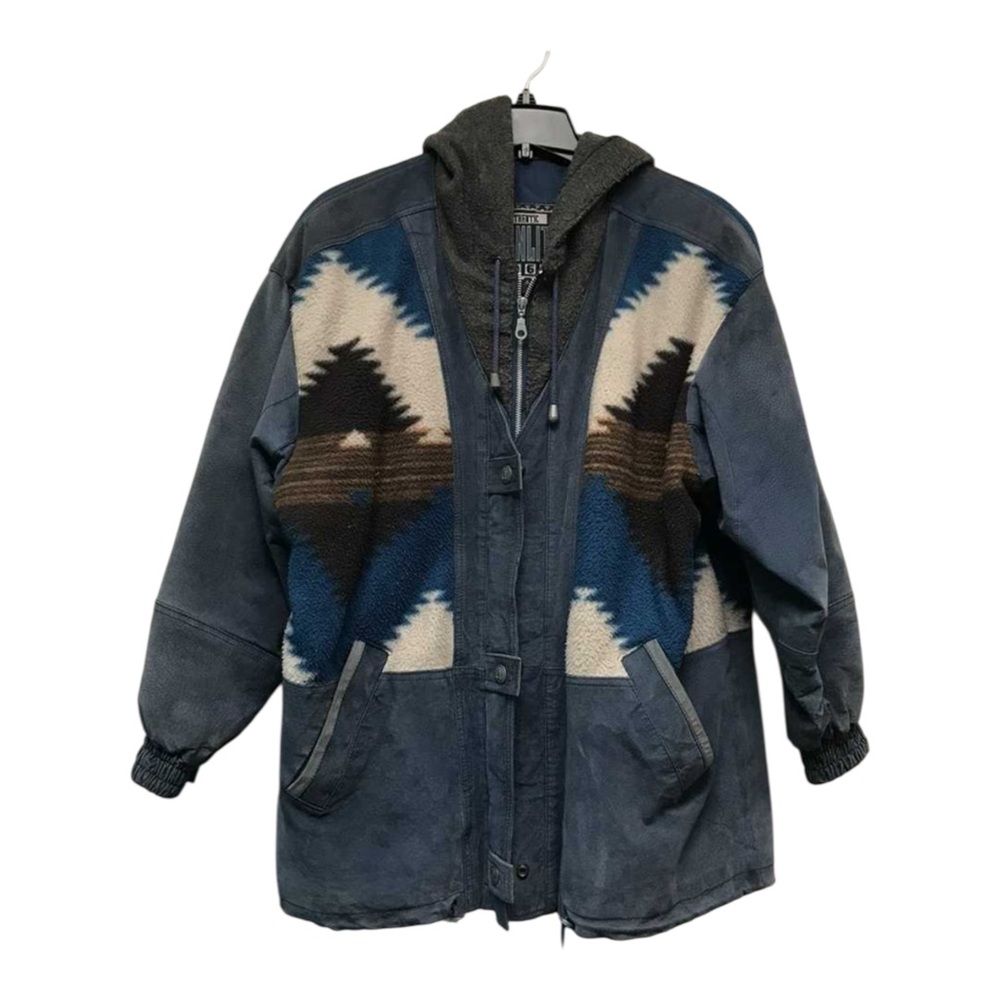 WINLET Vintage Wool and Suede Ranch Jacket, Barn Coat, Western Wrangler Jacket L